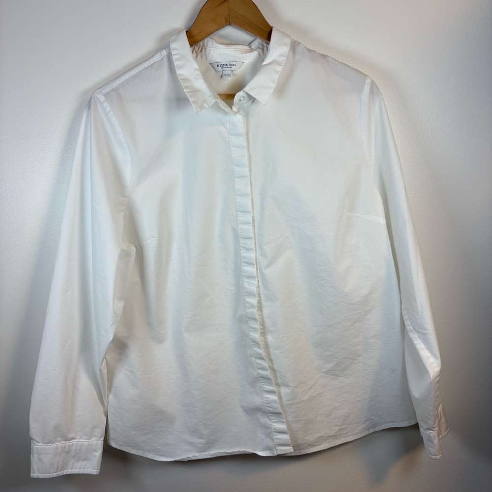 Reitmans Women’s White Button-Down Blouse R Essentials Stretch, Size XXL